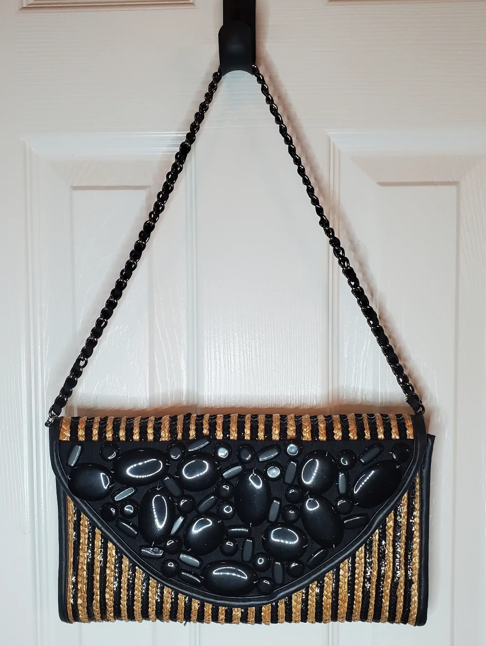 Chico's Straw Sequin Clutch & Vintage Beaded Pouch Bundle